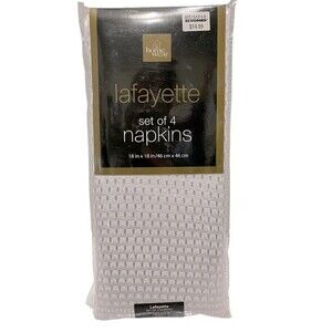 Homewear Lafayette Set of 4 Fabric Napkins White 18”x18”